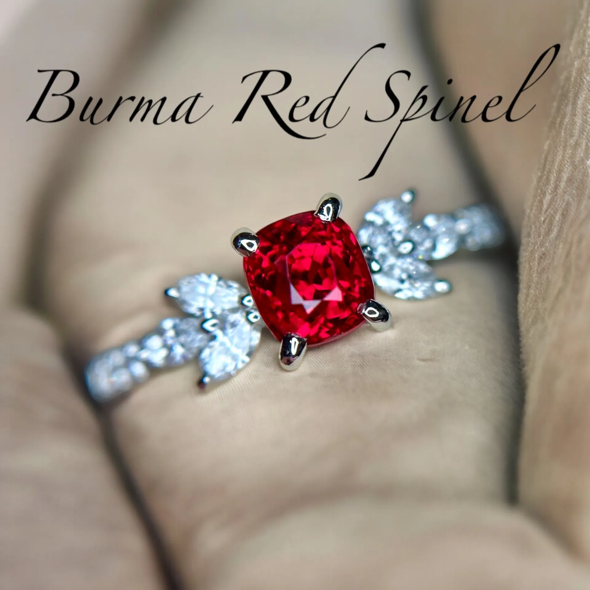 最高品質ビルマ産レッドスピネルスペシャルリング